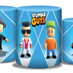 Trio Stumble Guys Capa de Cilindros Sublimado Festa Azul - Imagem 1